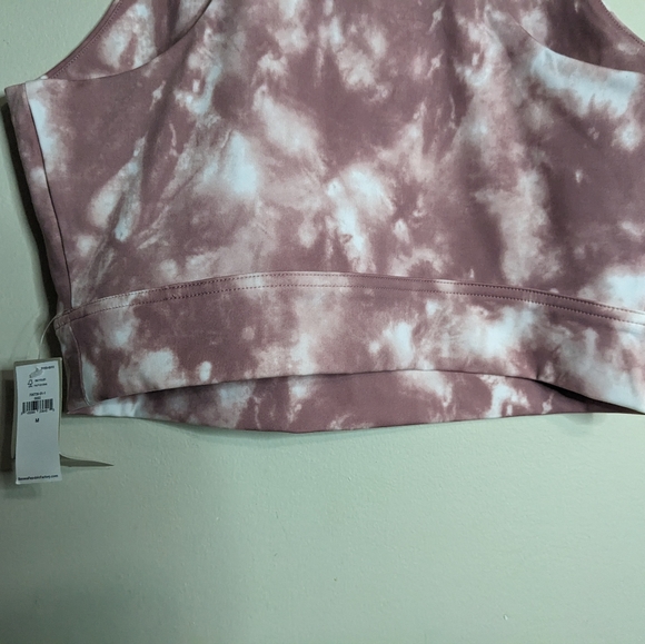 Banana Republic Women's Medium Sports Bra Pink White Tie Dye Bralette Crop Top - Picture 5 of 10